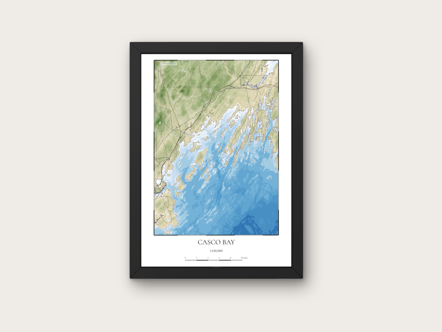 Casco Bay Maine COASTAL Map Art Print 0325