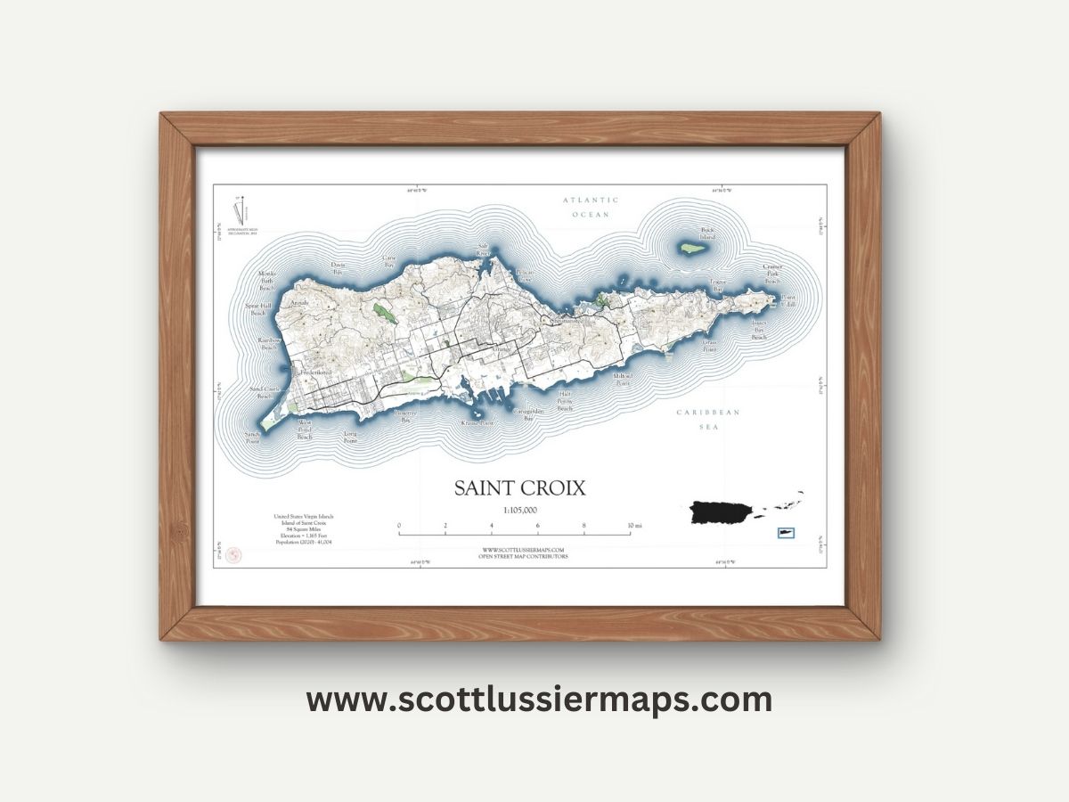 St Croix NAUTICAL Map Art Print 0325