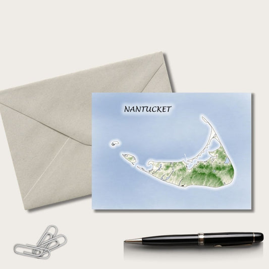 Nantucket Island Notecard Set of Six Cape Cod in either White or Craft Self Sealing Envelopes Blank Inside All Occasions