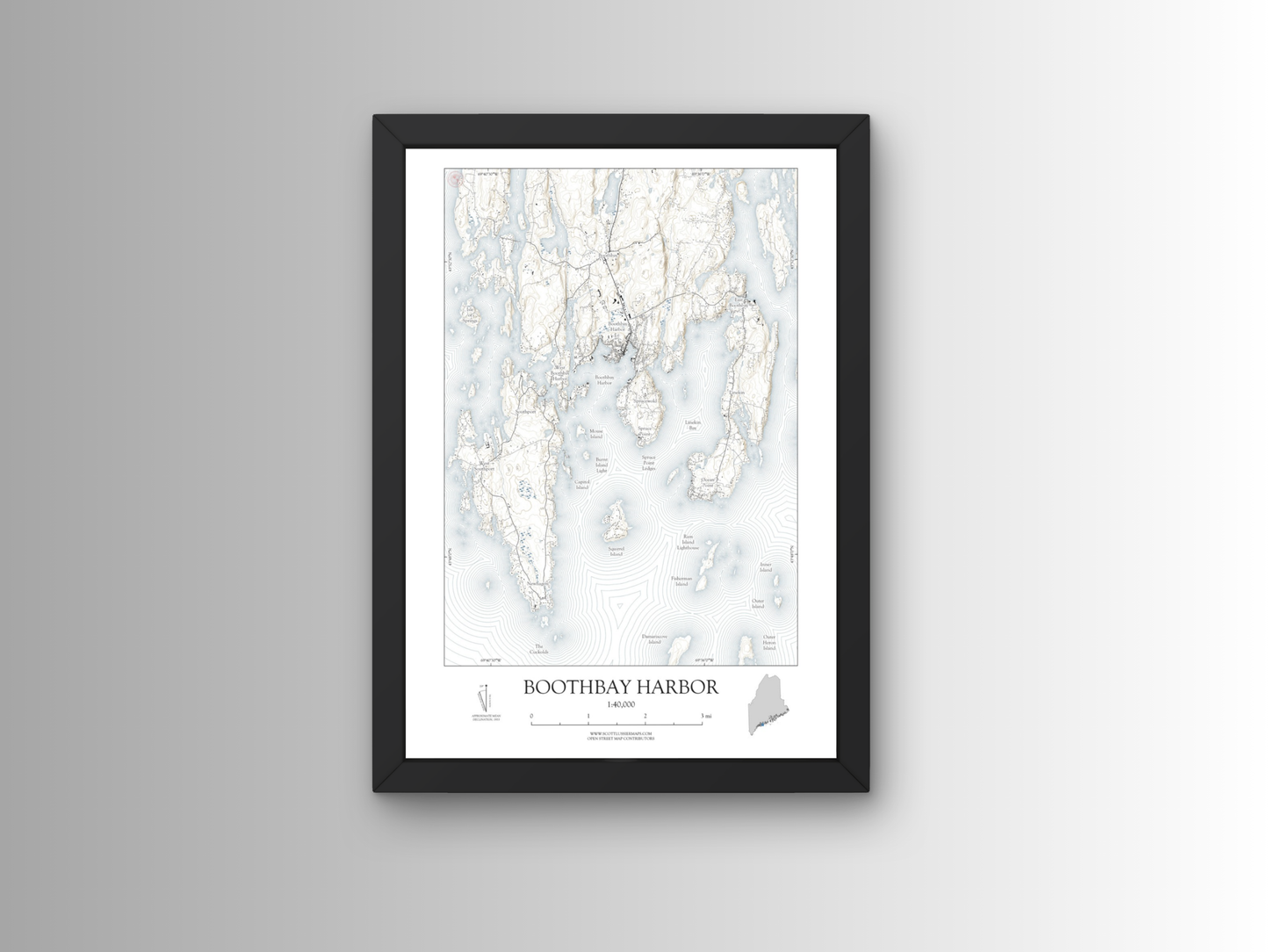 Boothbay Harbor Maine NAUTICAL Map Art Print 0325