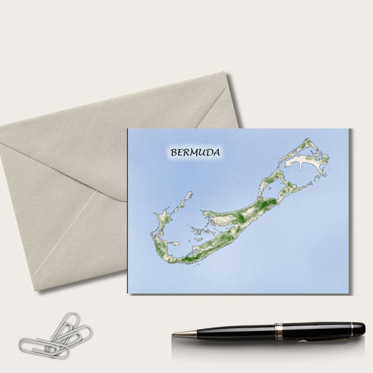 Bermuda Island Notecard Set of Six in either White or Craft Self Sealing Envelopes Blank Inside All Occasions