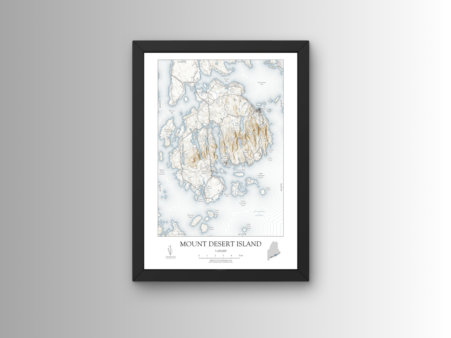 Mount Desert Island Maine NAUTICAL Map Art Print 0425