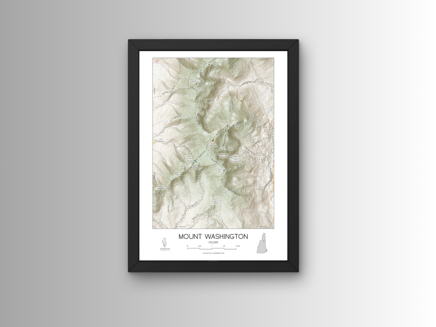 Mount Washington New Hampshire ALPINE Map Art Print 0325