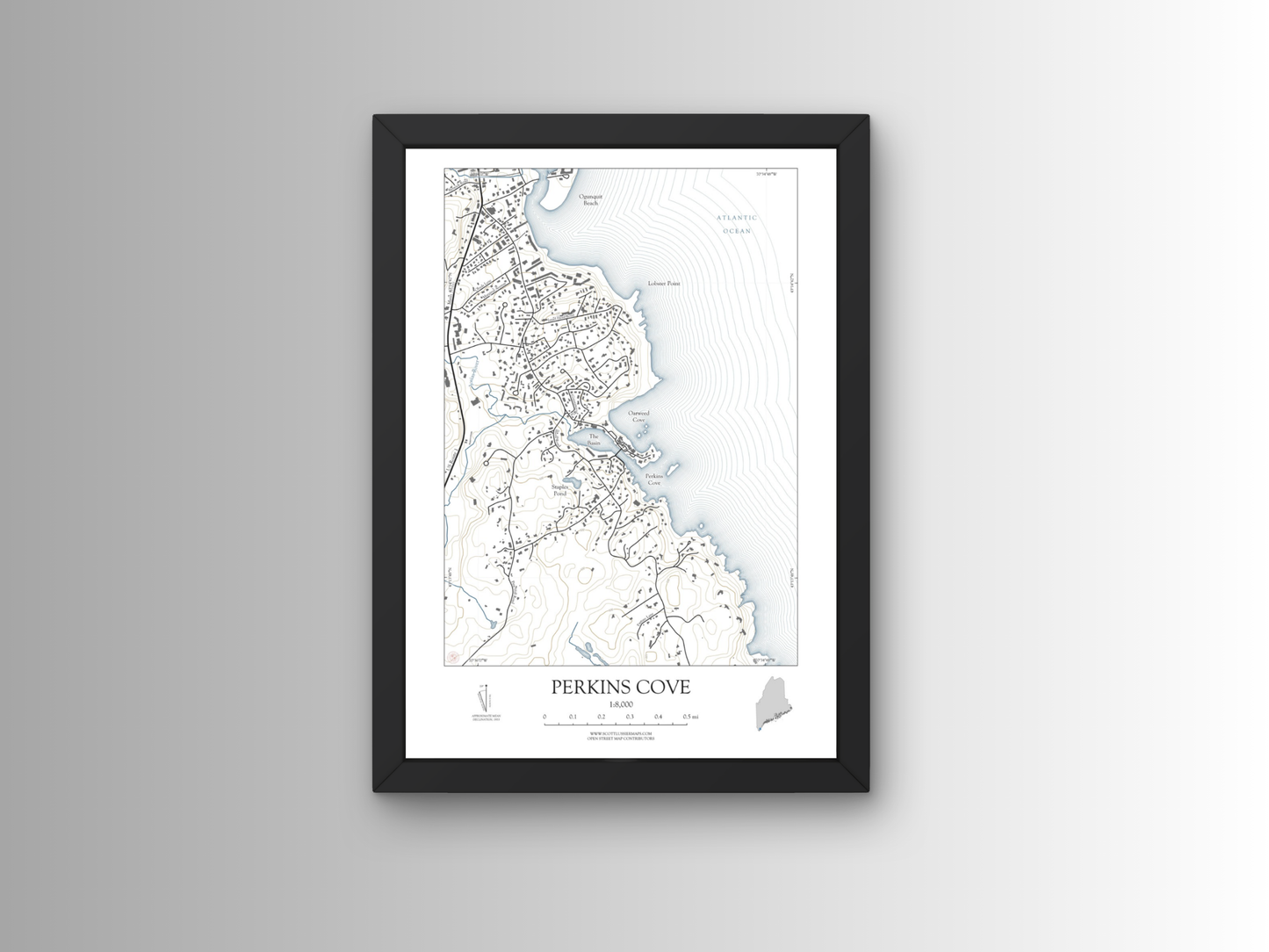 Perkins Cove Maine NAUTICAL Map Art Print 0325
