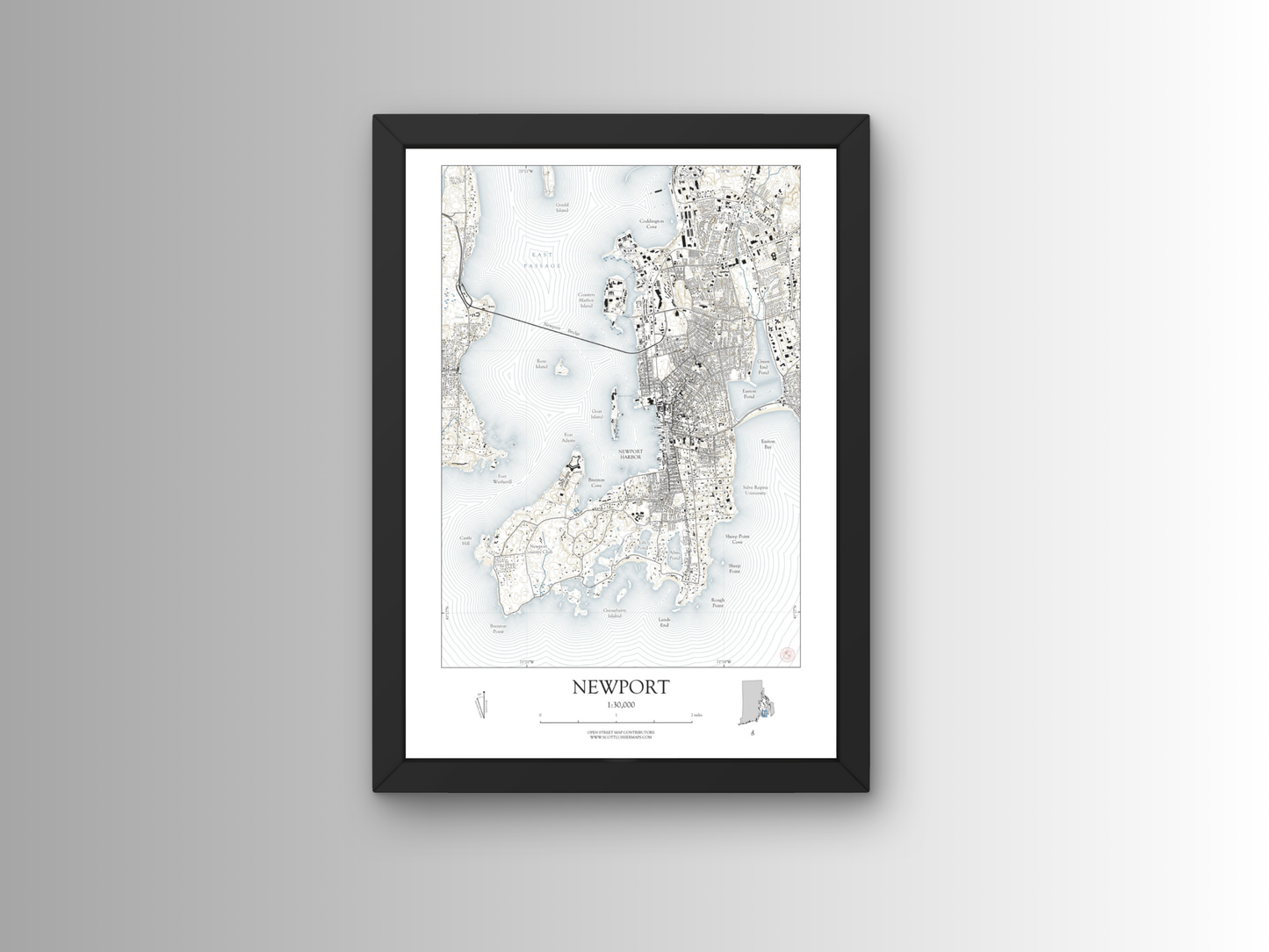 Newport Rhode Island NAUTICAL Map Art Print 0325