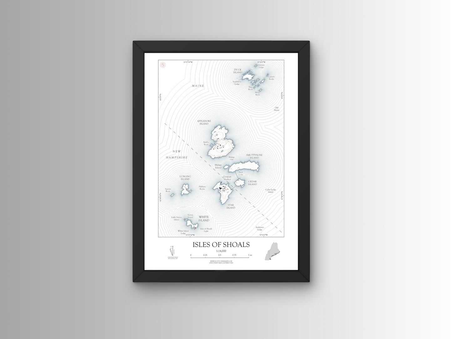 Isles of Shoals New Hampshire NAUTICAL Map Art Print 0425