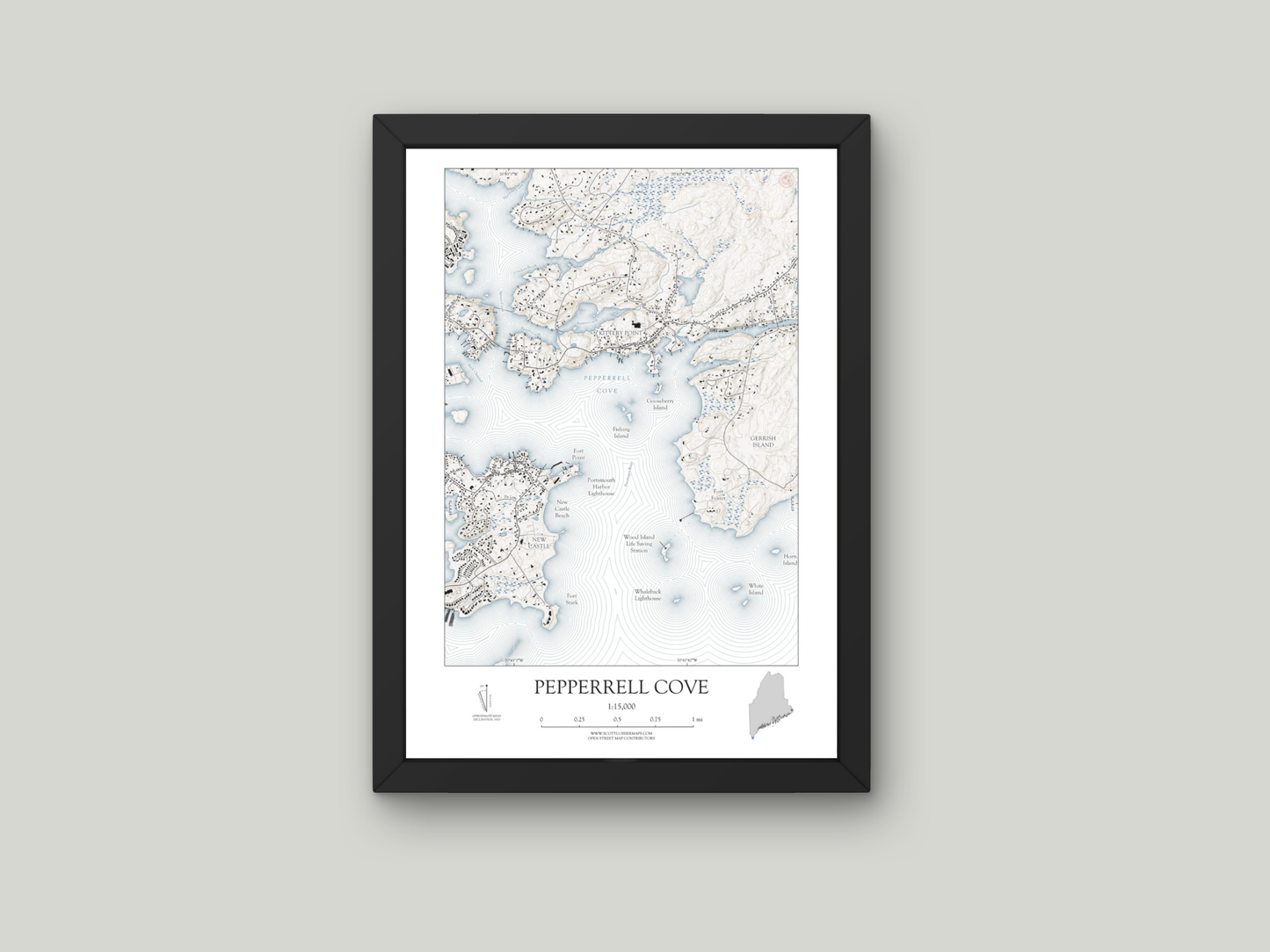 Pepperrell Cove Maine NAUTICAL Map Art Print