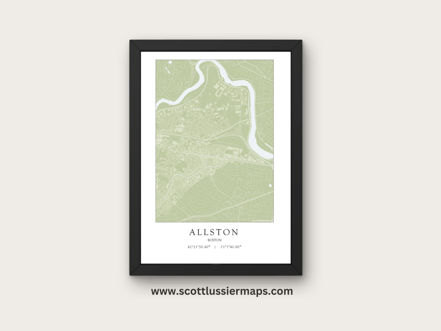 Allston Boston Massachusetts NEIGHBORHOOD Map Art Print 0325