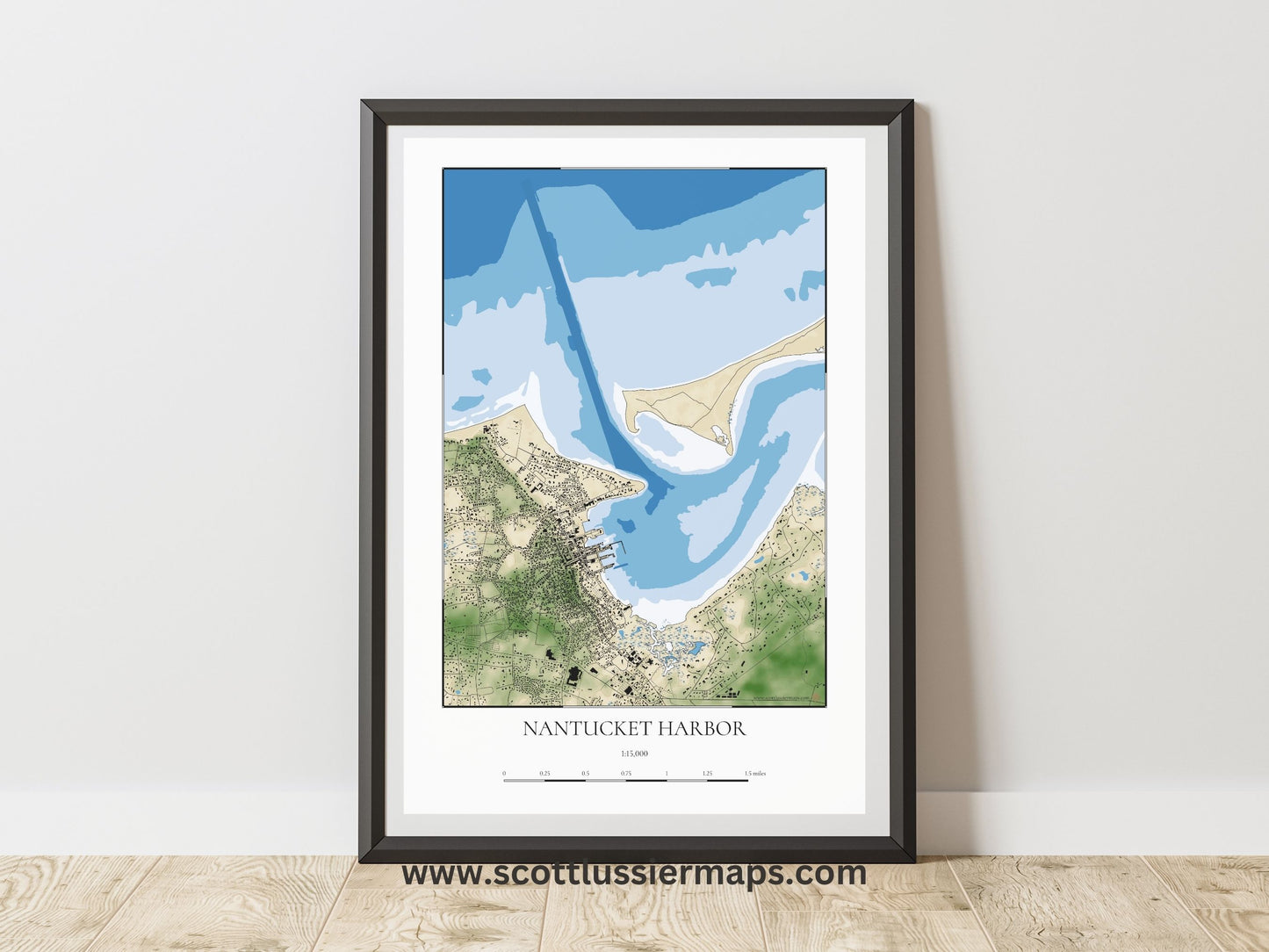 Nantucket Harbor Massachusetts Cape Cod COASTAL Map Art Print