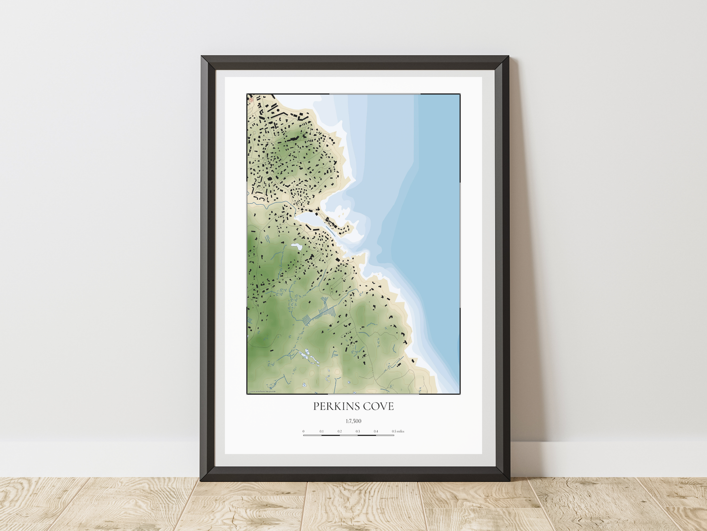 Perkins Cove Maine COASTAL Map Art Print 0325