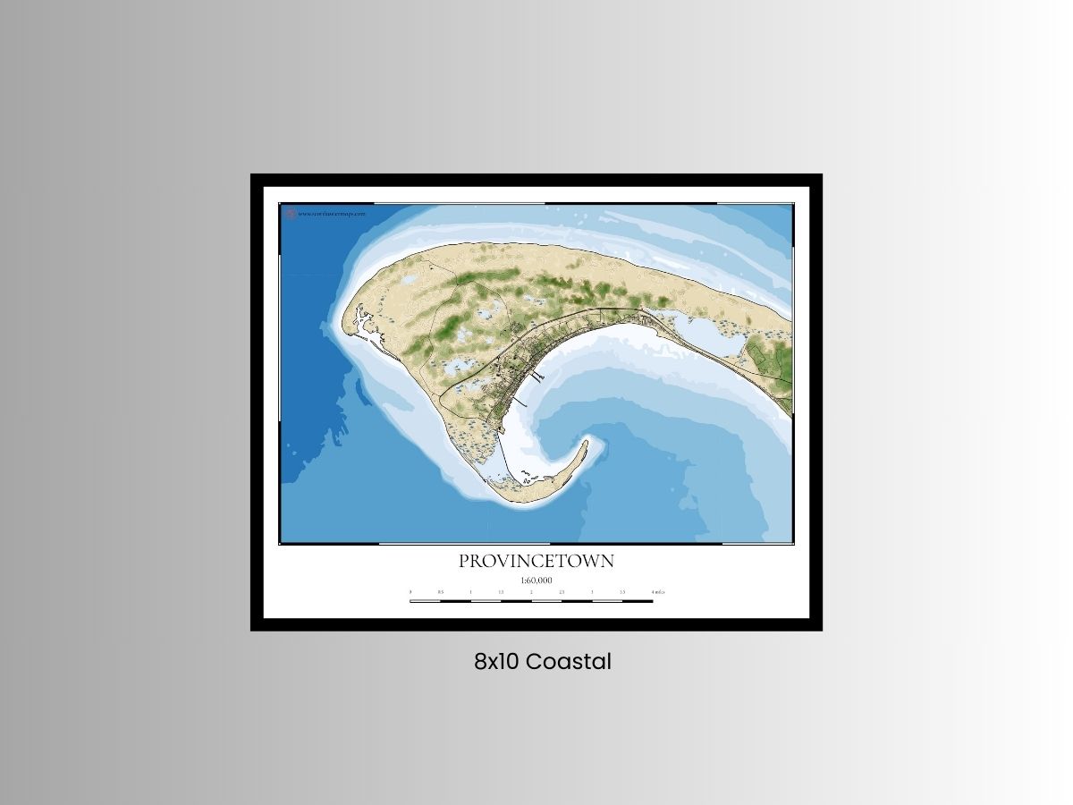 Provincetown Mass Cape Cod COASTAL Map Art Print 0225