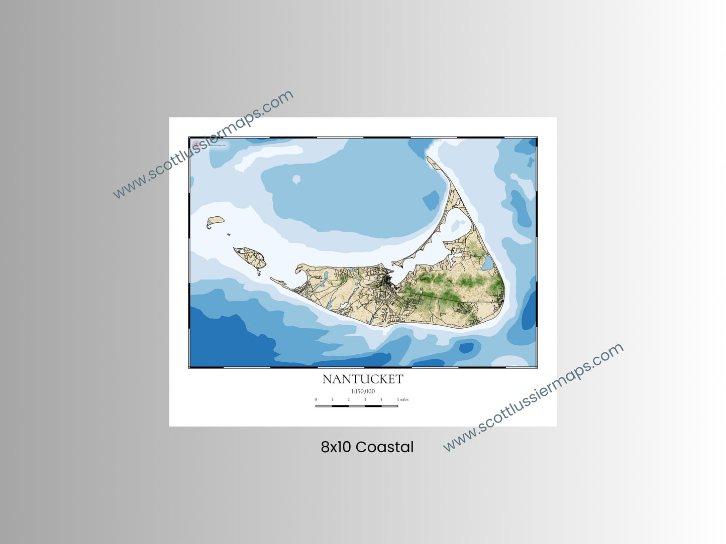 Nantucket Massachusetts Cape Cod COASTAL Map Art Print
