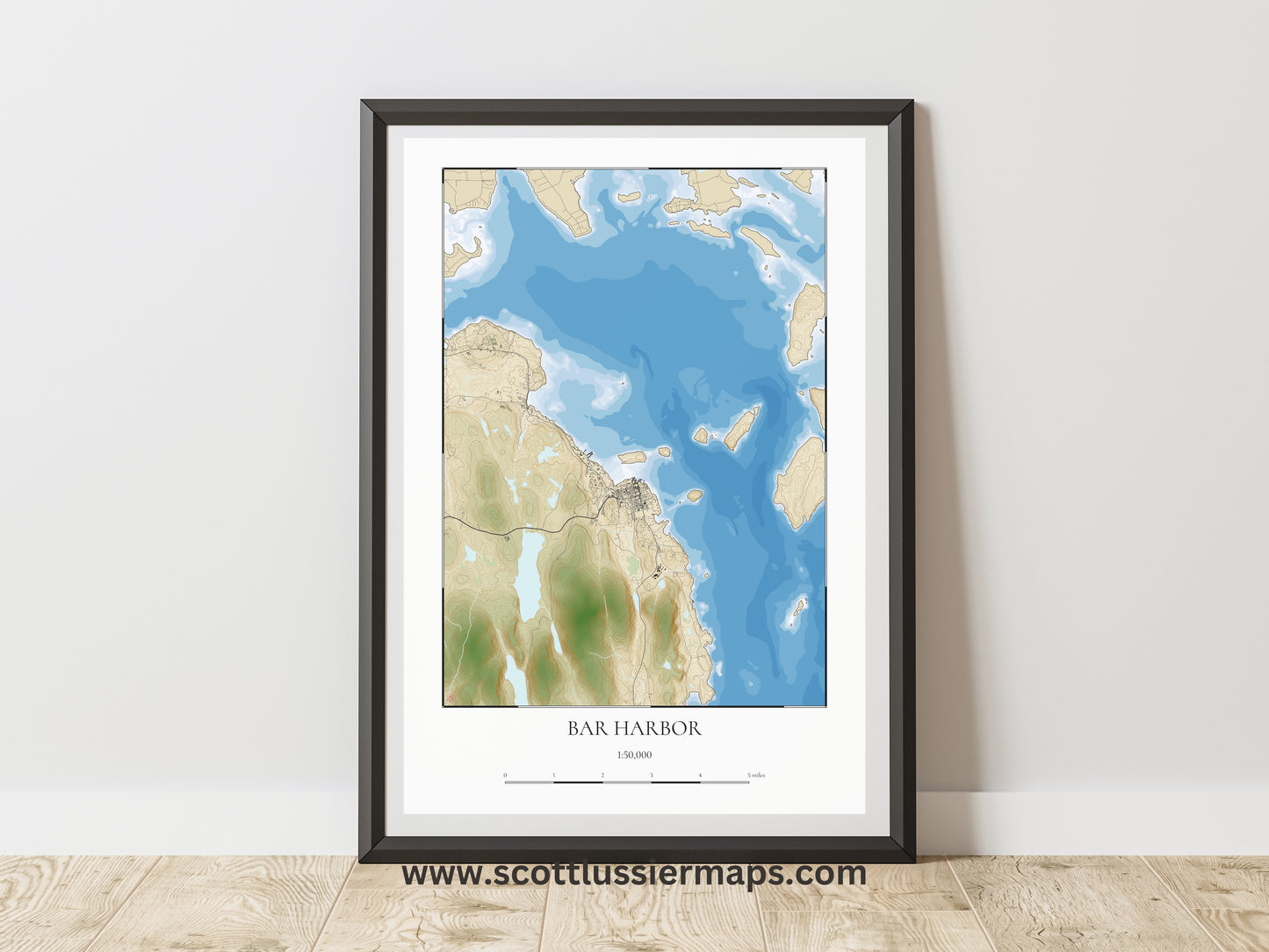 Bar Harbor Maine COASTAL Map Art Print
