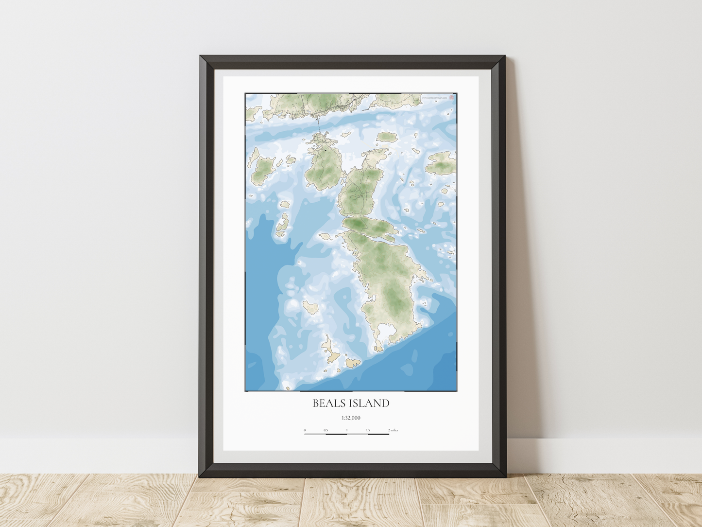 Beals Island Maine COASTAL Map Art Print