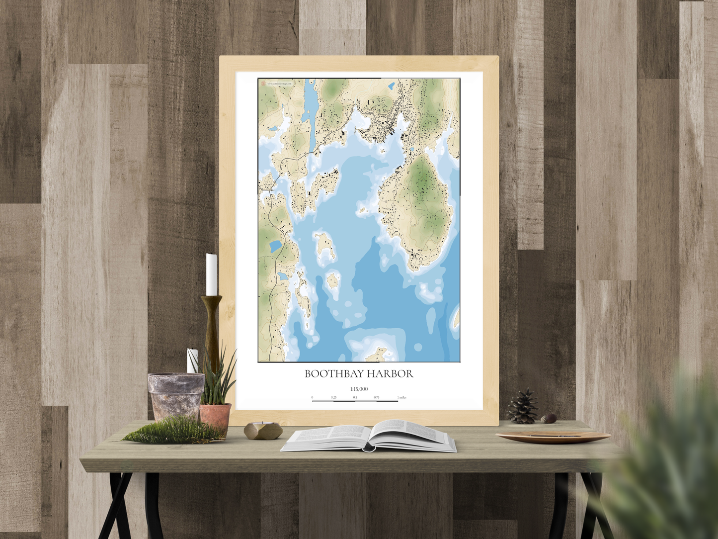 Boothbay Harbor Maine COASTAL Map Art Print 0325