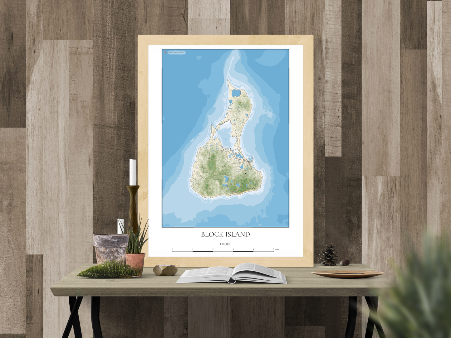 Block Island Rhode Island COASTAL Map Art Print 0325
