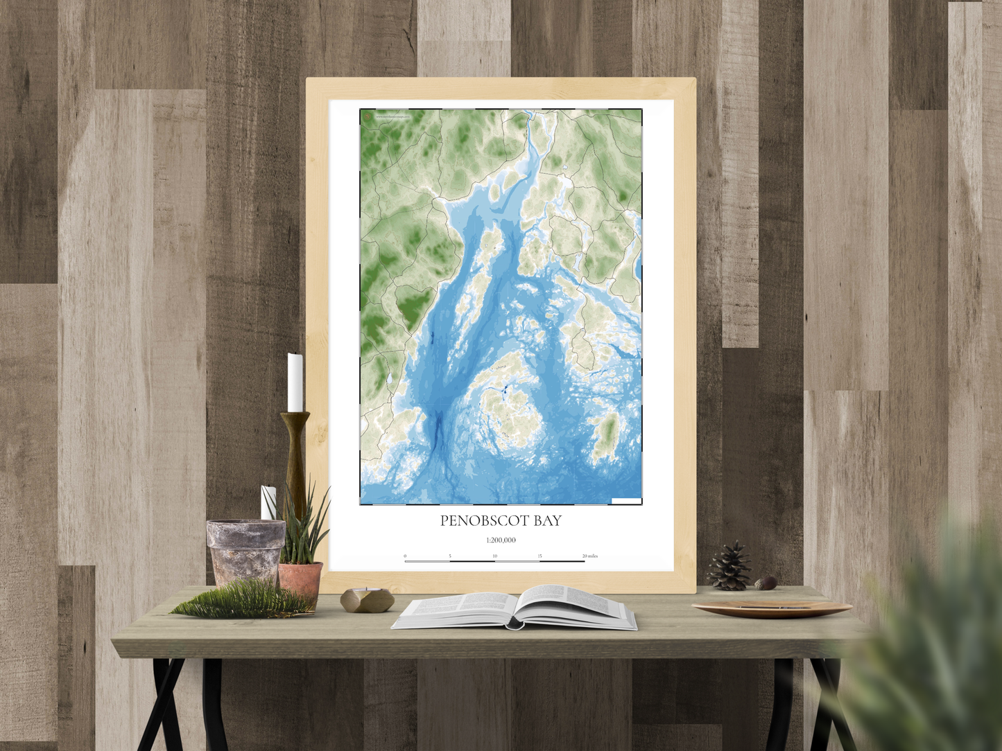 Penobscot Bay Maine COASTAL Map Art Print