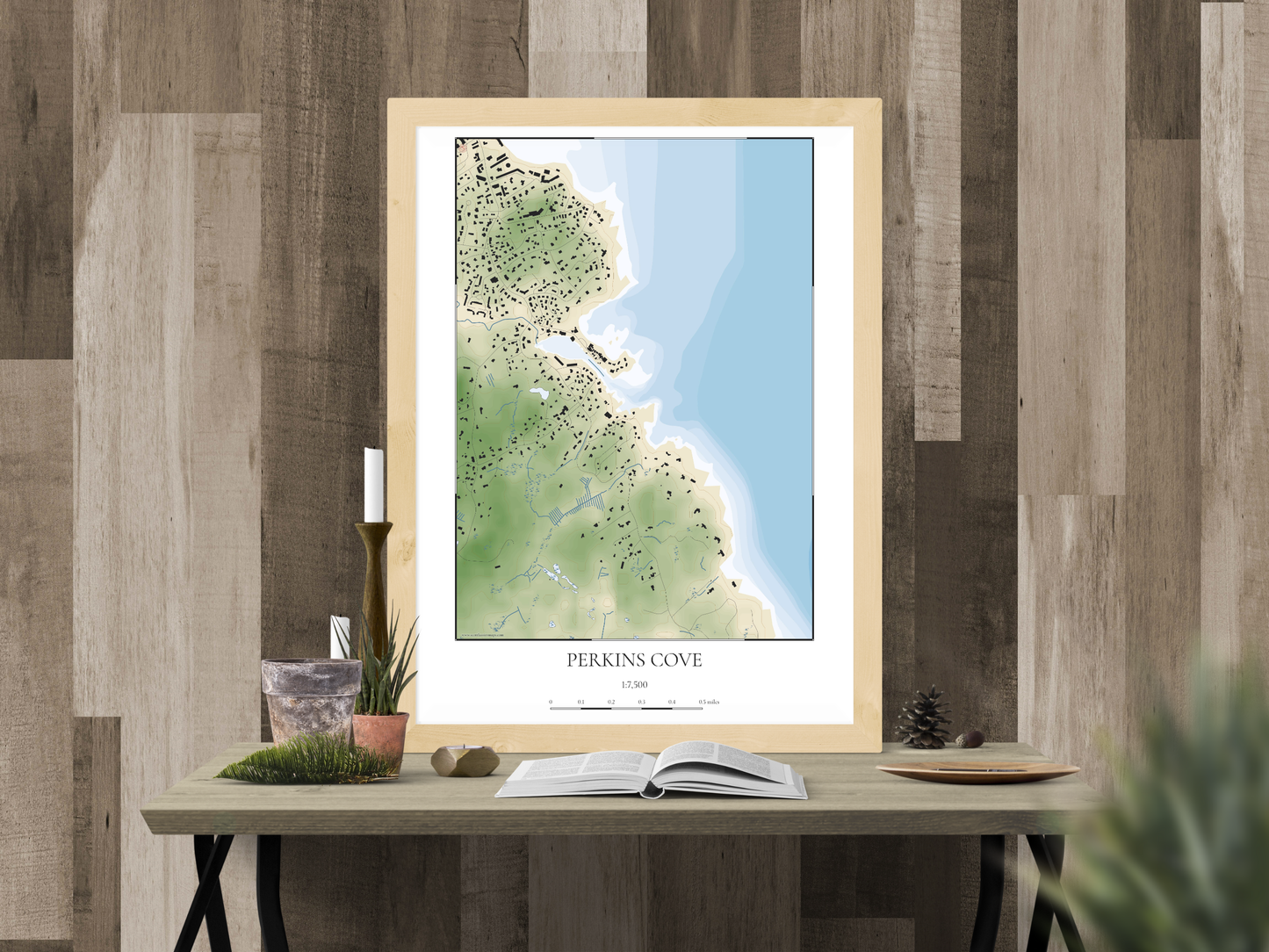 Perkins Cove Maine COASTAL Map Art Print 0325
