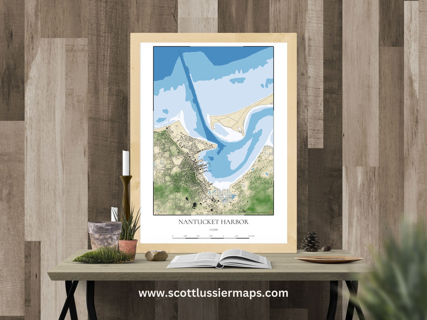 Nantucket Harbor Massachusetts Cape Cod COASTAL Map Art Print