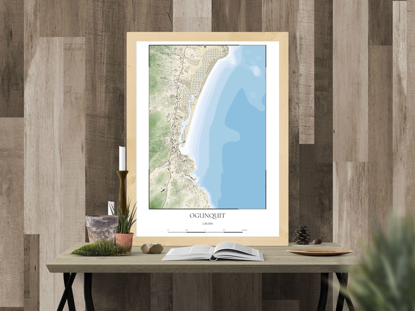 Ogunquit Maine COASTAL Map Art Print 0225