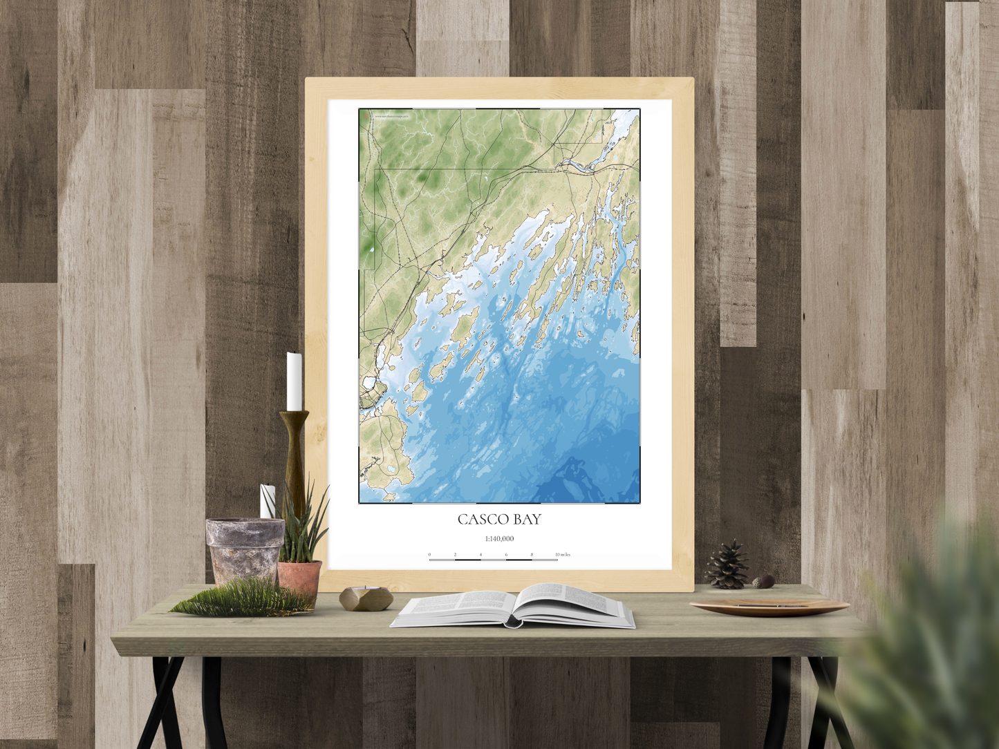 Casco Bay Maine COASTAL Map Art Print 0325