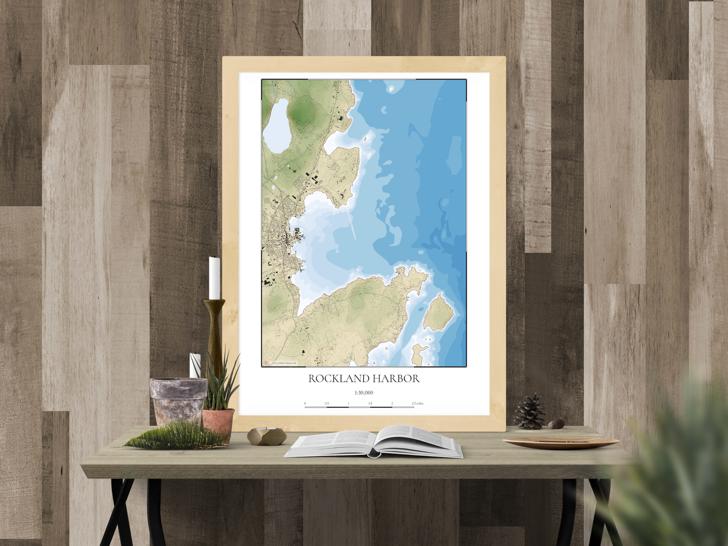 Rockland Maine COASTAL Map Art Print 0425