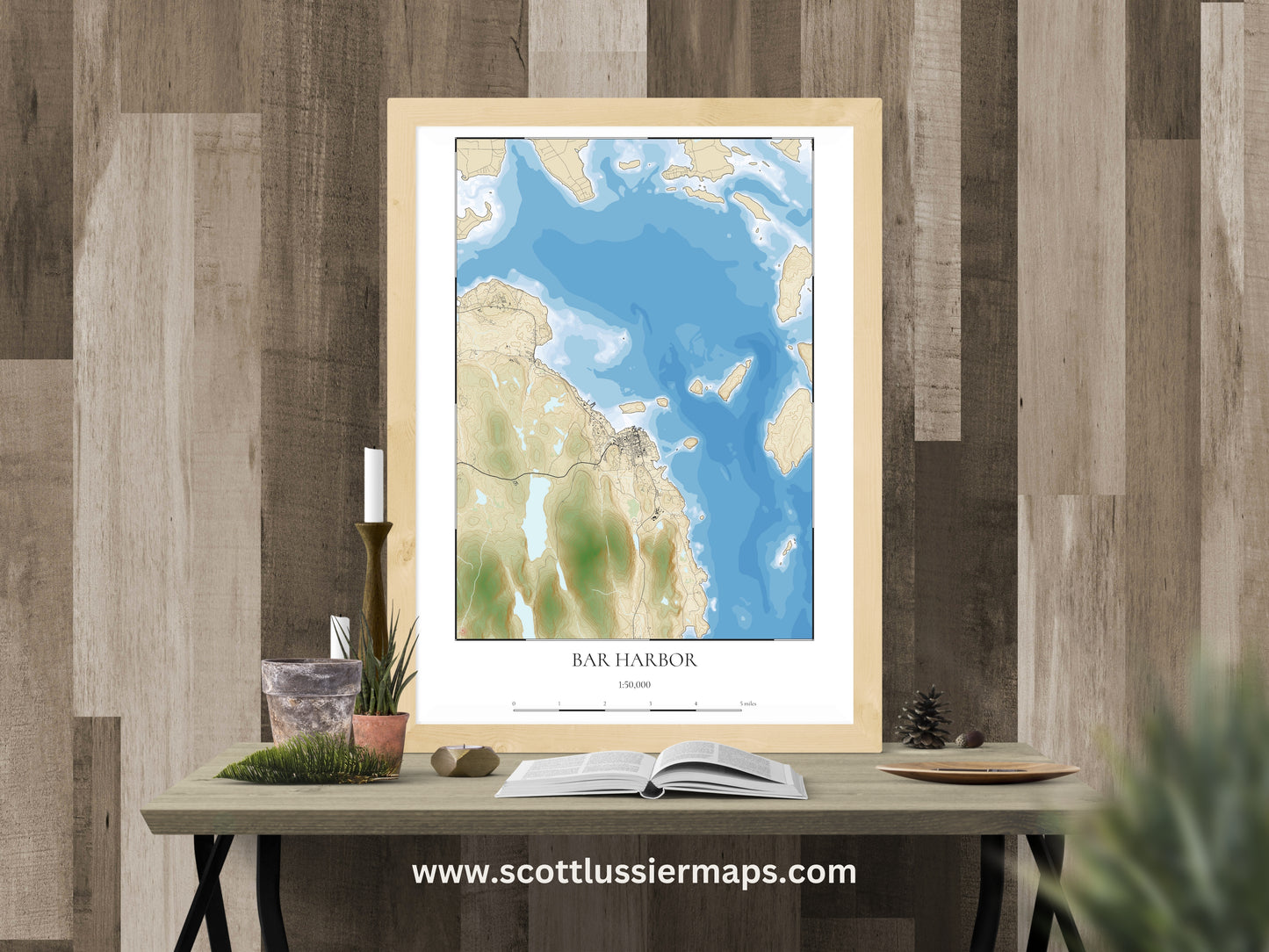 Bar Harbor Maine COASTAL Map Art Print