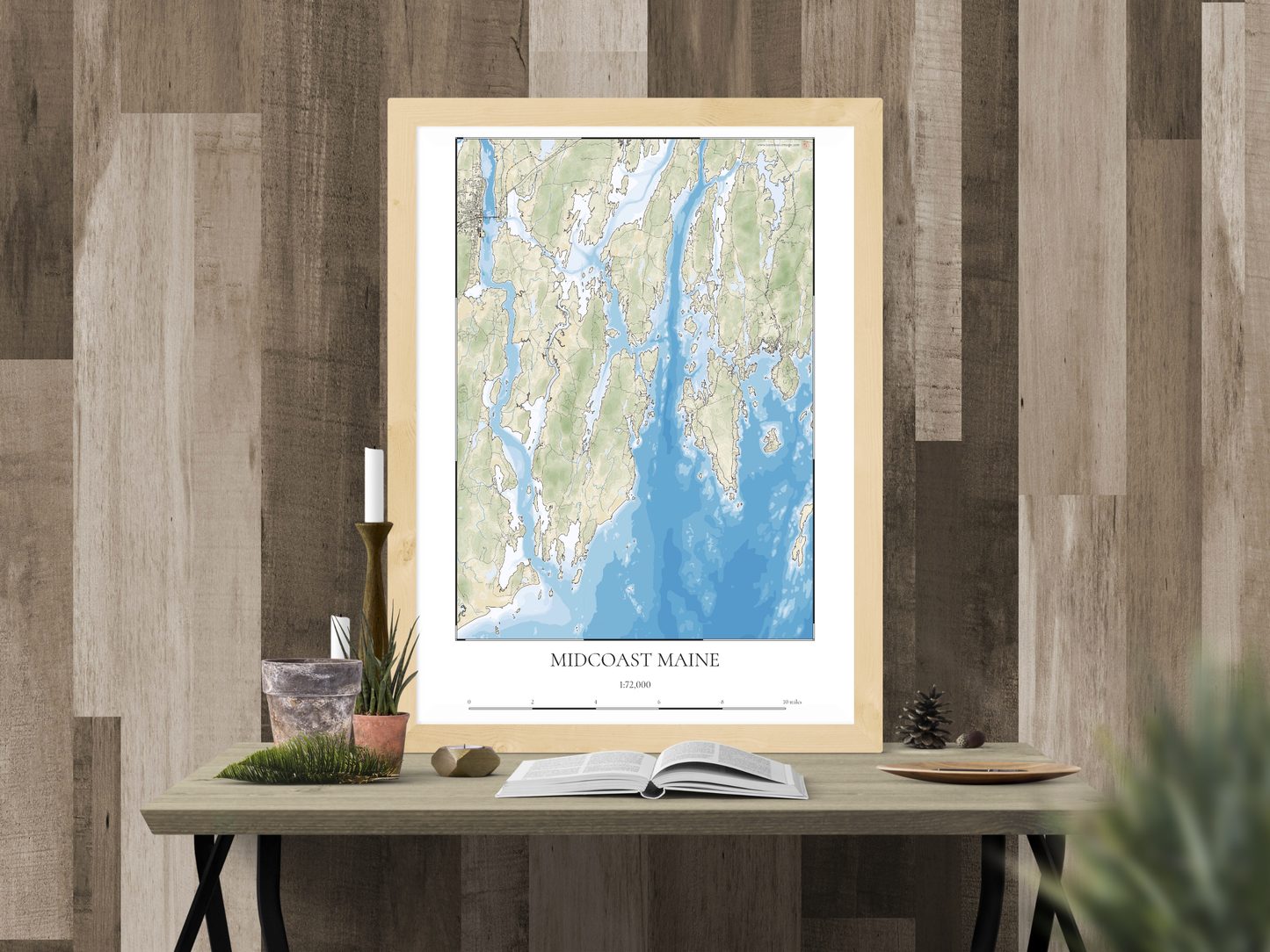 Midcoast Maine COASTAL Map Art Print 0425