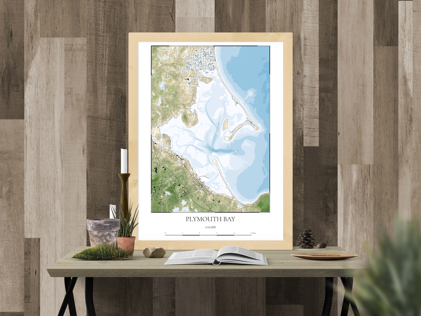 Plymouth Bay Massachusetts COASTAL Map Art Print 0325