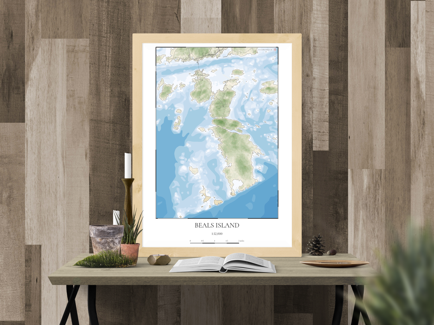 Beals Island Maine COASTAL Map Art Print