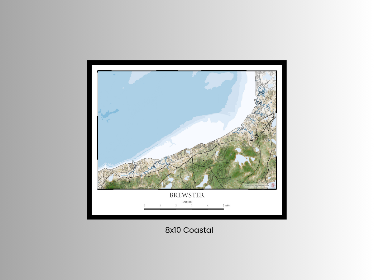 Brewster Cape Cod MA Map Art Print Coastal Style