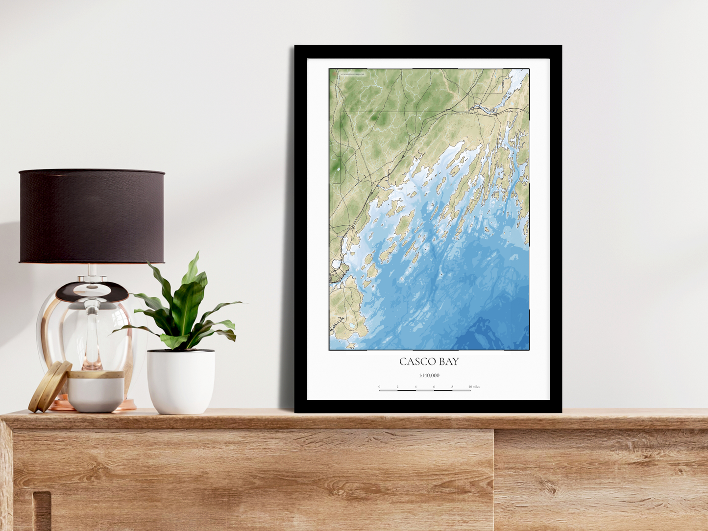 Casco Bay Maine COASTAL Map Art Print 0325