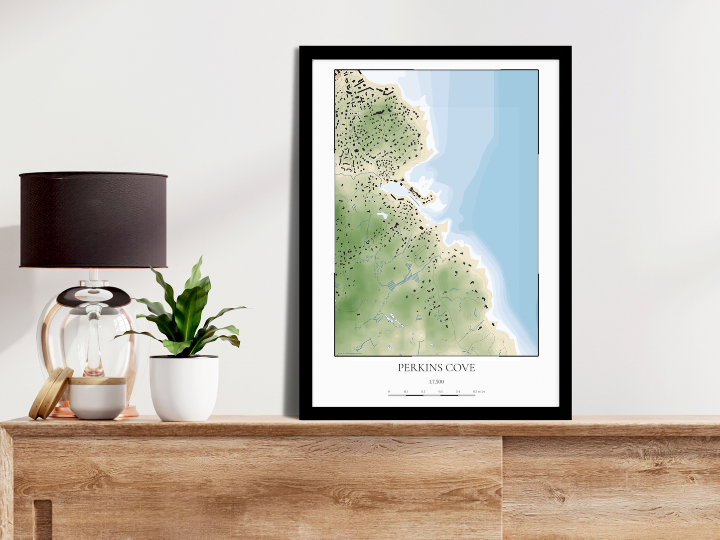 Perkins Cove Maine COASTAL Map Art Print 0325