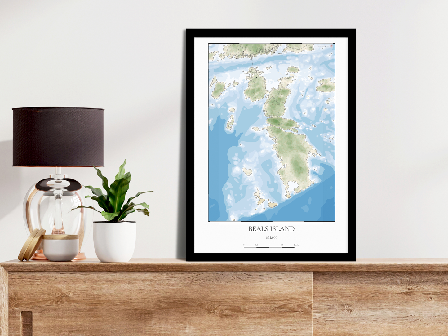 Beals Island Maine COASTAL Map Art Print