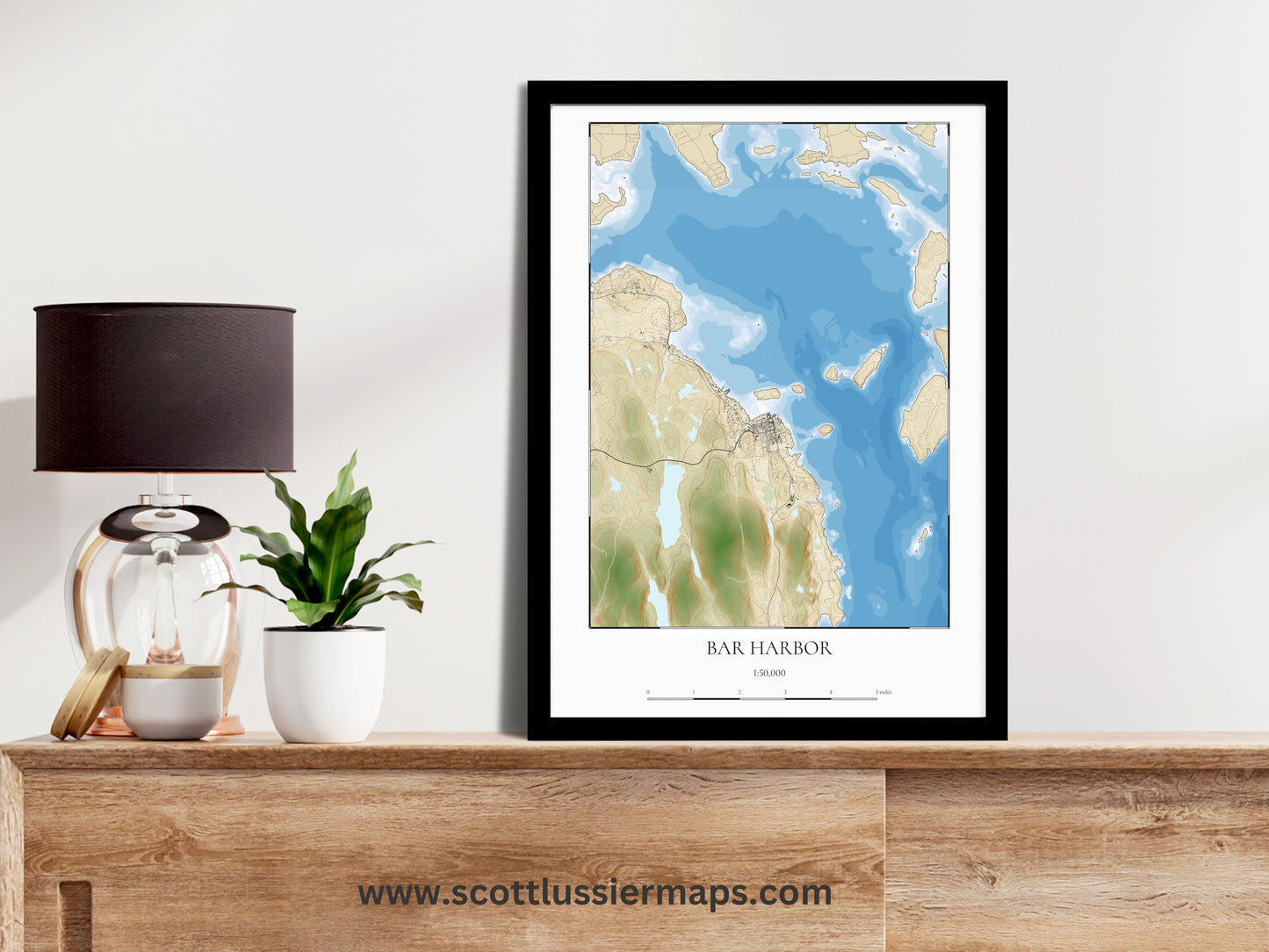 Bar Harbor Maine COASTAL Map Art Print