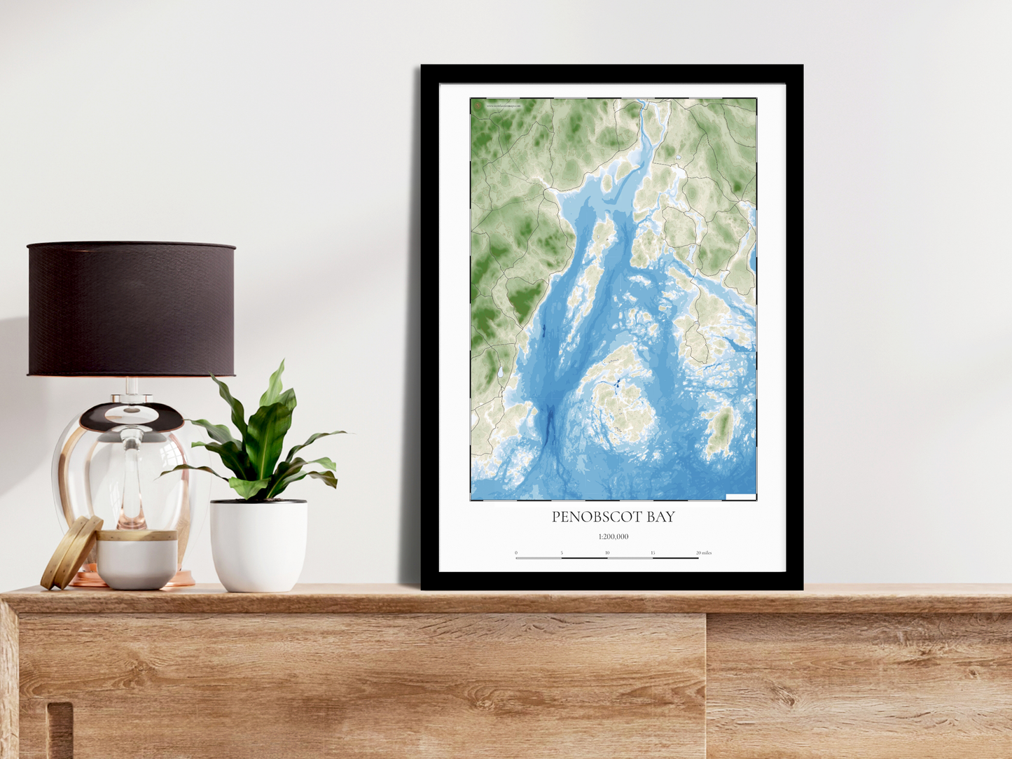 Penobscot Bay Maine COASTAL Map Art Print