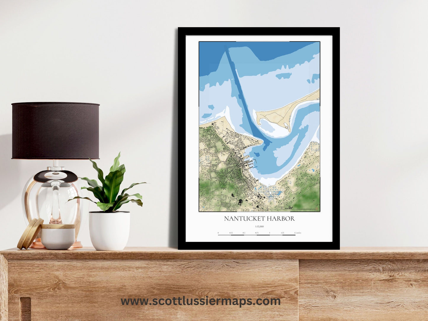 Nantucket Harbor Massachusetts Cape Cod COASTAL Map Art Print