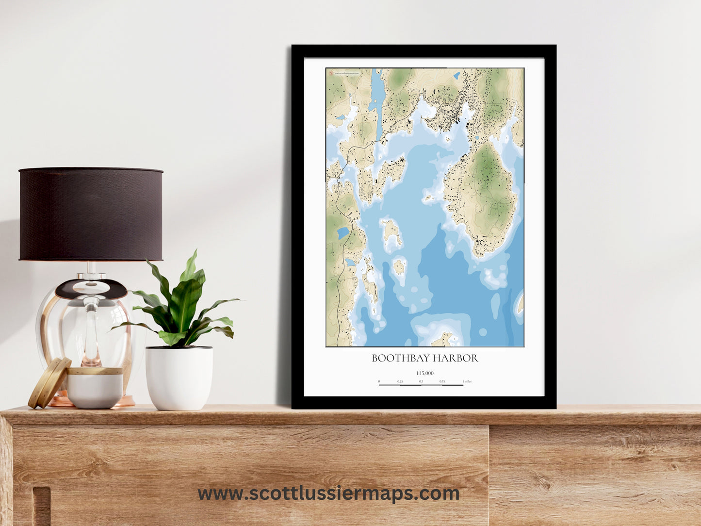 Boothbay Harbor Maine COASTAL Map Art Print 0325
