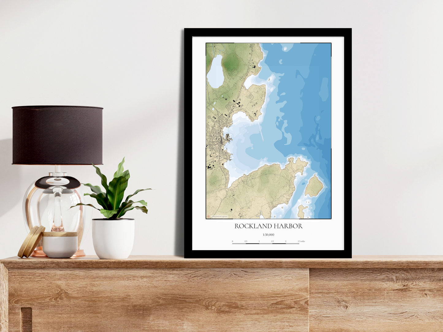Rockland Maine COASTAL Map Art Print 0425