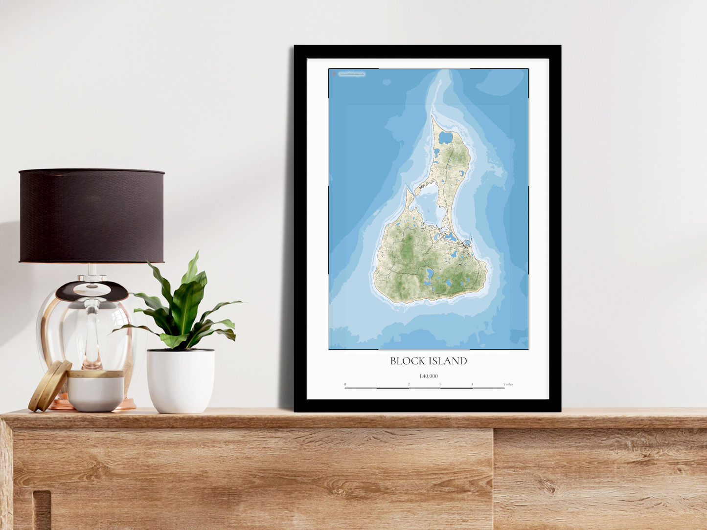 Block Island Rhode Island COASTAL Map Art Print 0325