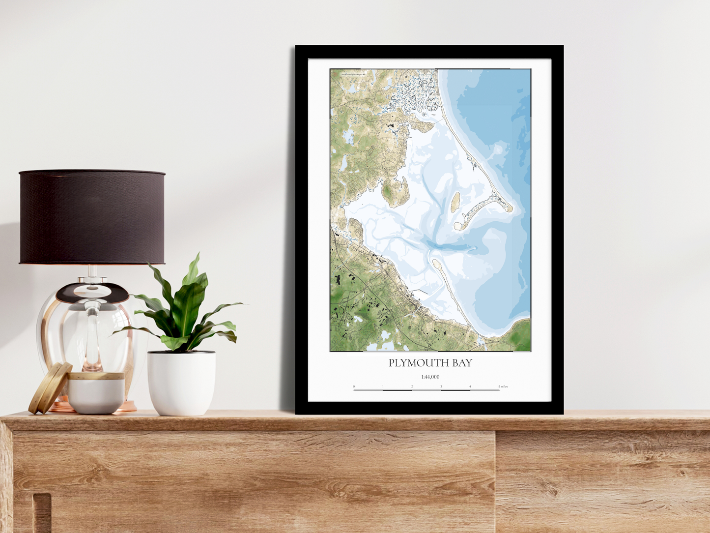 Plymouth Bay Massachusetts COASTAL Map Art Print 0325