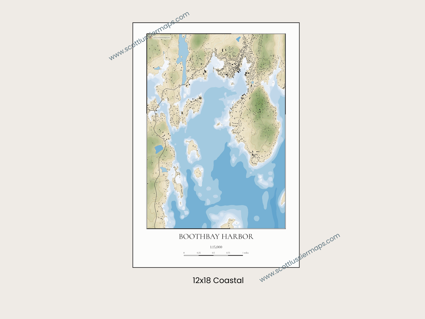 Boothbay Harbor Maine COASTAL Map Art Print 0325