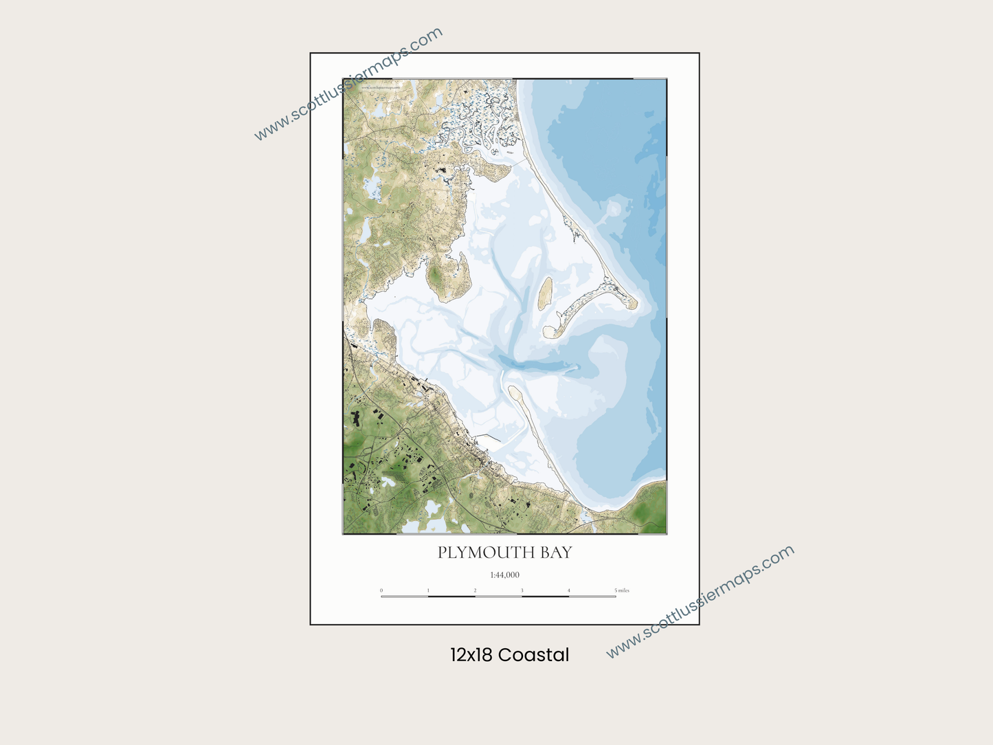 Plymouth Bay Massachusetts COASTAL Map Art Print 0325