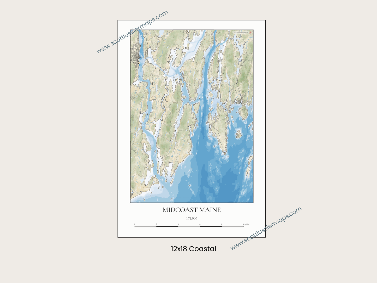 Midcoast Maine COASTAL Map Art Print 0425