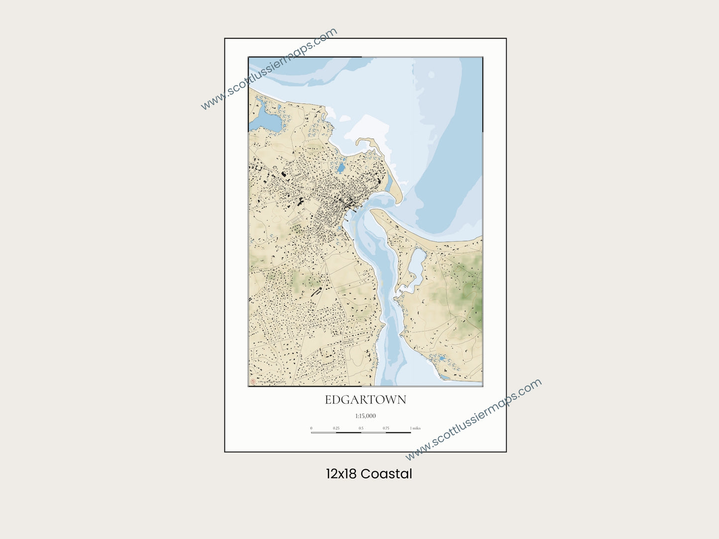 Edgartown Martha’s Vineyard Massachusetts Cape Cod COASTAL Map Art Print