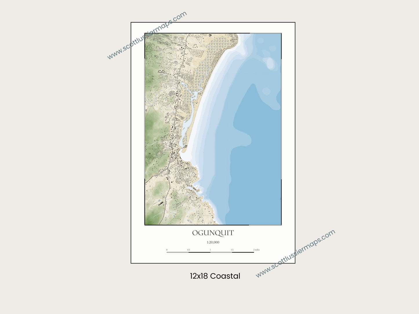 Ogunquit Maine COASTAL Map Art Print 0225