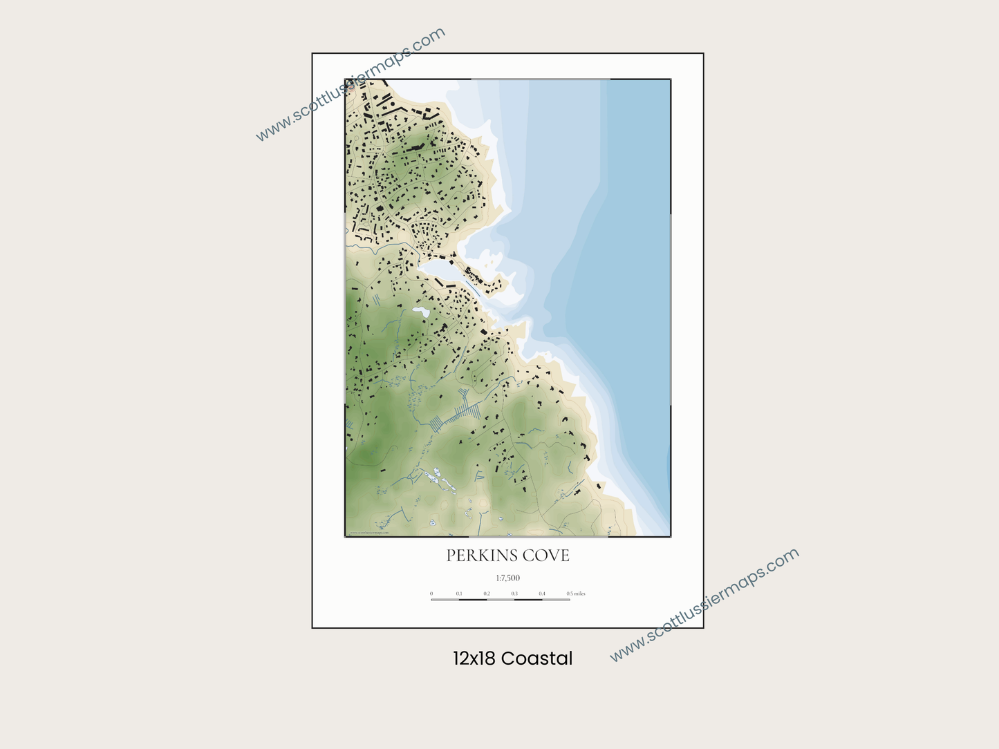 Perkins Cove Maine COASTAL Map Art Print 0325