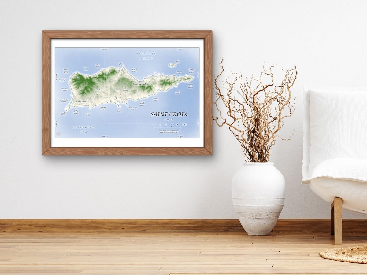 St Croix WATERCOLOR Map Art Print 0325