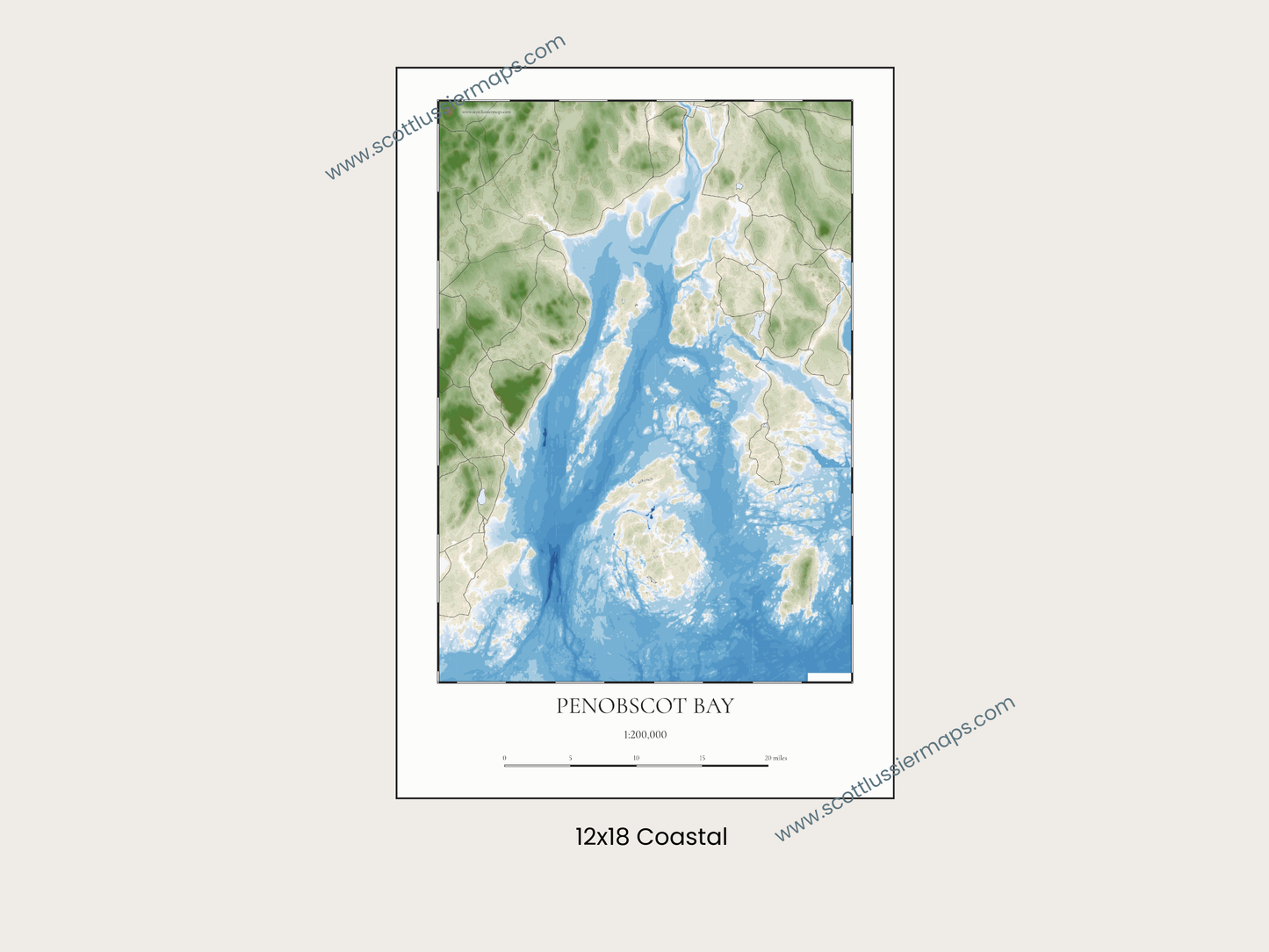 Penobscot Bay Maine COASTAL Map Art Print