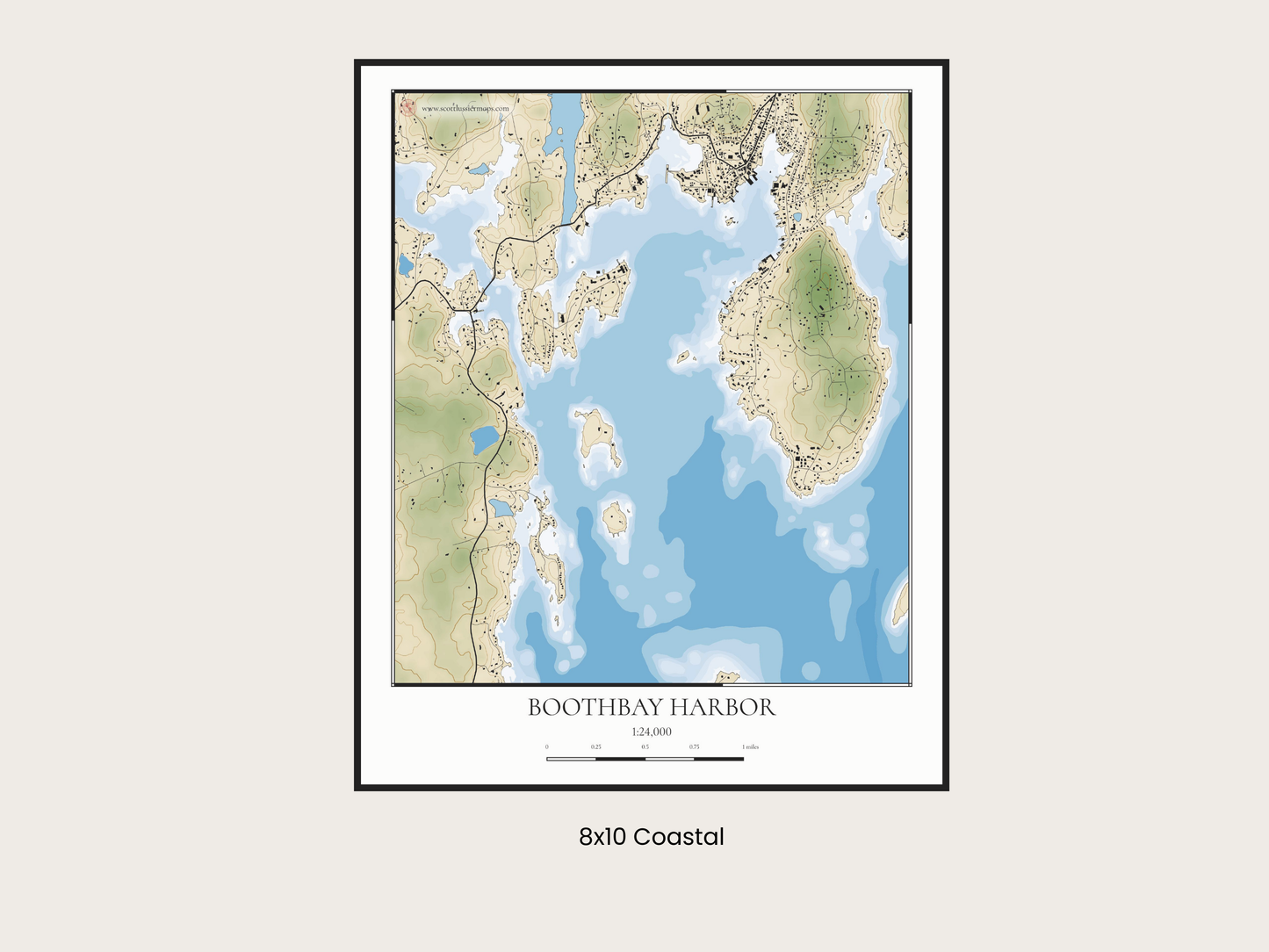 Boothbay Harbor Maine COASTAL Map Art Print 0325